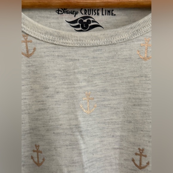 Disney‎ Cruise Line Sleeveless Top Size Large Metallic Anchor Print EUC - Picture 2 of 4